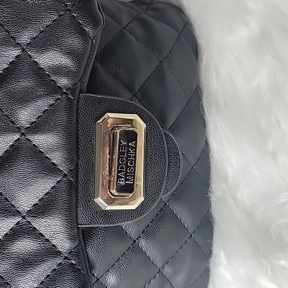 BADGLEY MISCHKA Mini Quilted Black Vegan Leather Backpack NWT - Picture 2 of 10